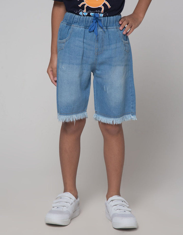 Little M Destroyed Embroidered Denim Short