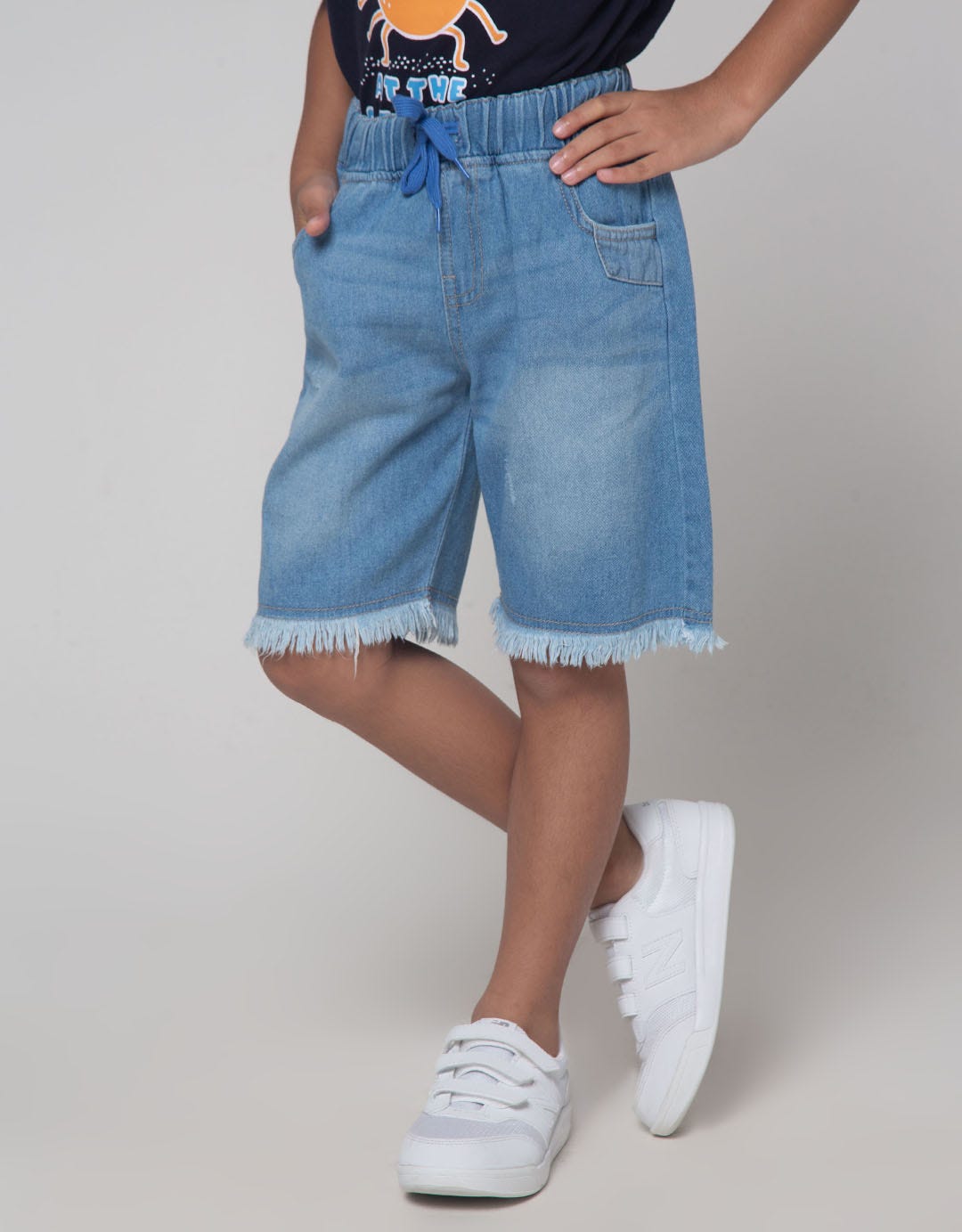 Little M Destroyed Embroidered Denim Short