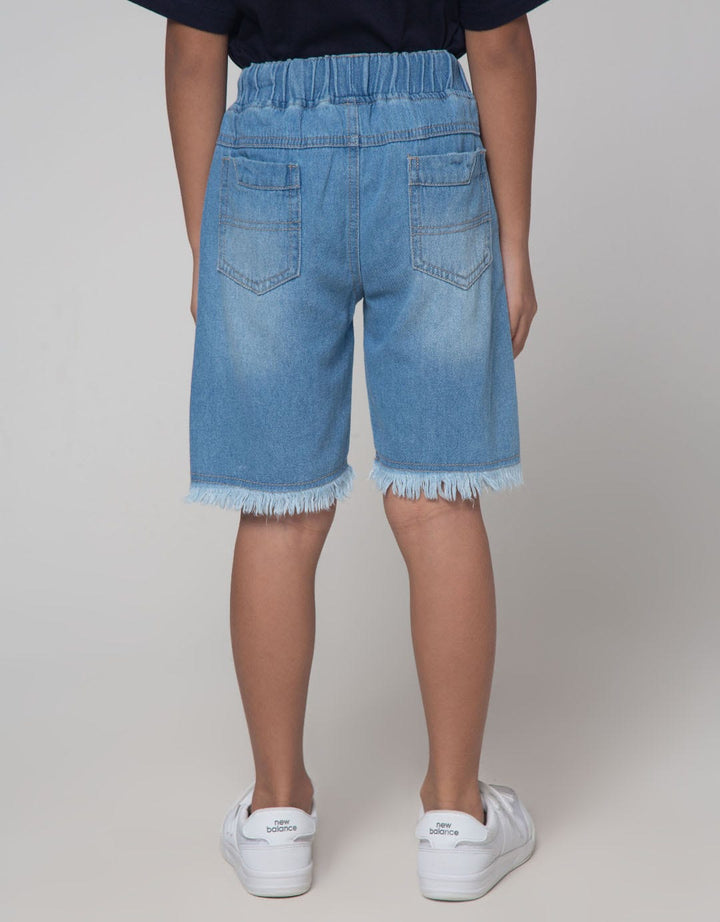Little M Destroyed Embroidered Denim Short