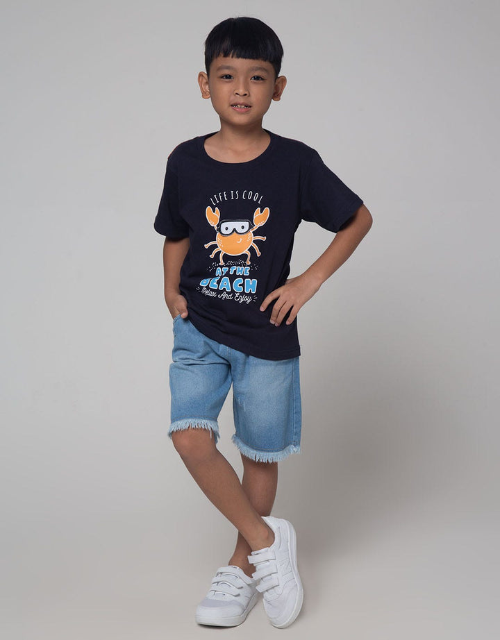 Little M Destroyed Embroidered Denim Short