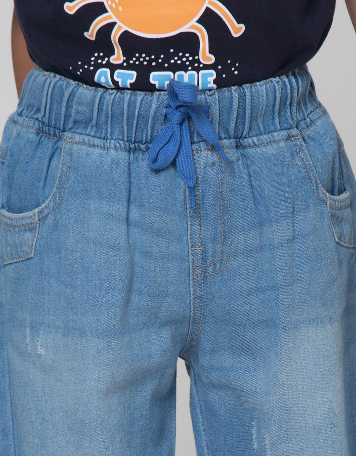Little M Destroyed Embroidered Denim Short