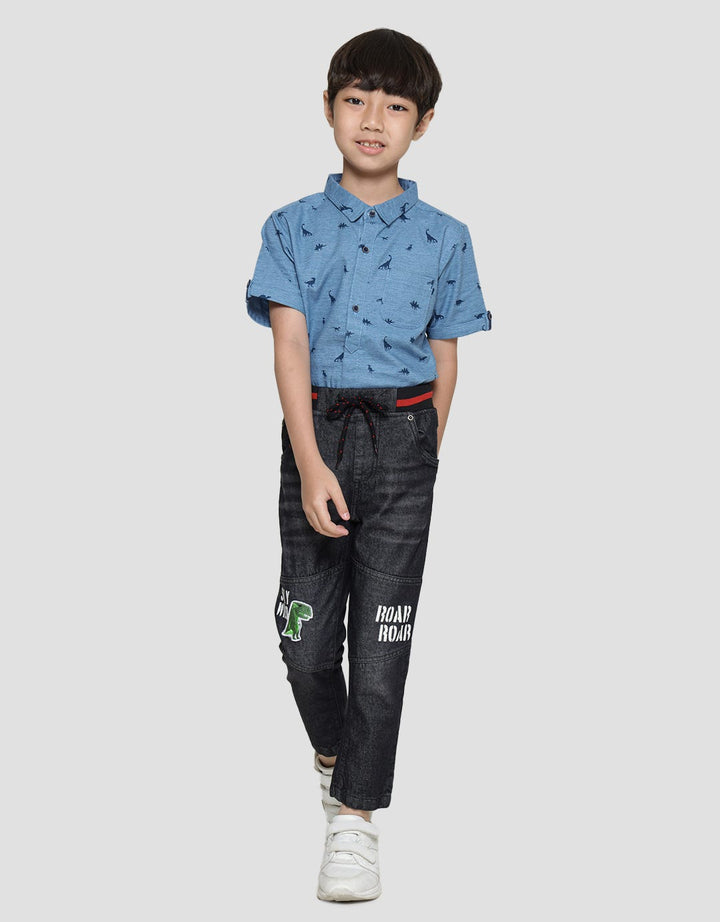 Little M Long Pants Denim Rib Stay Wild Destroyed