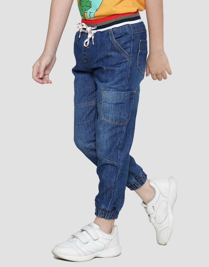 Little M Celana Panjang Jogger Denim Rib Anak Laki-laki