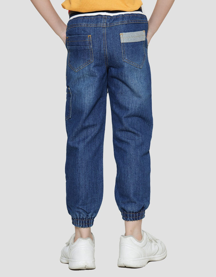 Little M Celana Panjang Jogger Denim Rib Anak Laki-laki
