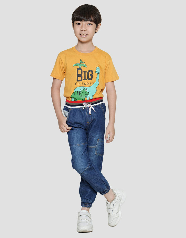 Little M Celana Panjang Jogger Denim Rib Anak Laki-laki