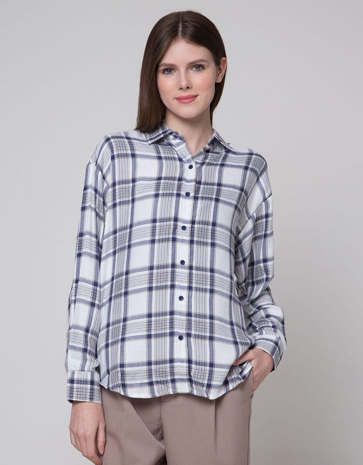 Nevada Long Sleeve Shirt Woven Check Rayon Twill