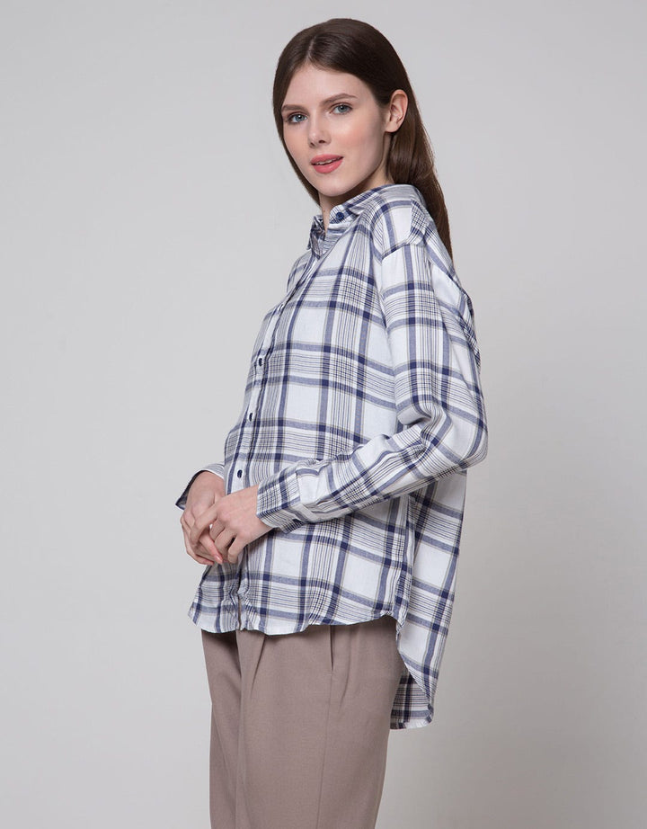 Nevada Long Sleeve Shirt Woven Check Rayon Twill