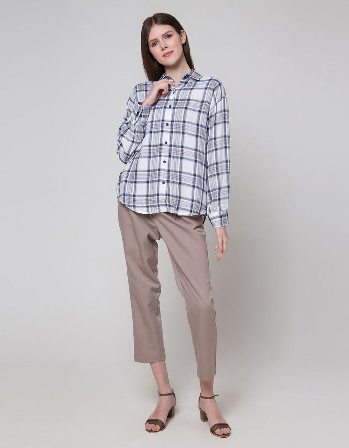 Nevada Long Sleeve Shirt Woven Check Rayon Twill