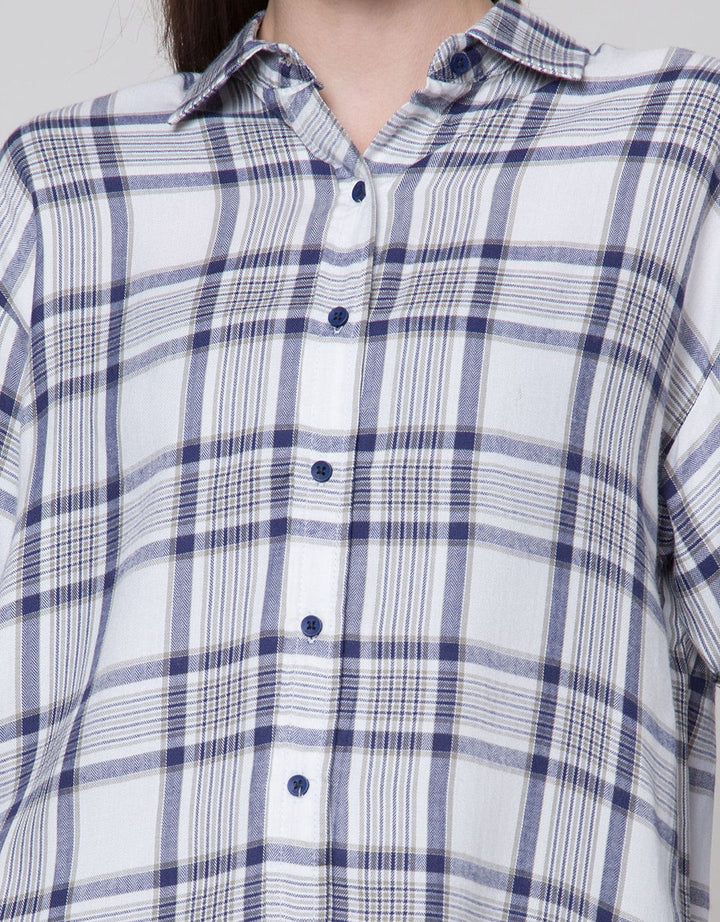 Nevada Long Sleeve Shirt Woven Check Rayon Twill