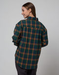 Nevada Long Sleeve Shirt Woven Top Reg Check Rayon Twill
