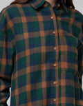 Nevada Long Sleeve Shirt Woven Top Reg Check Rayon Twill
