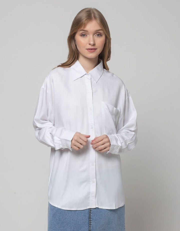 Nevada Long Sleeve Shirt Woven Top Solid Rayon Twill