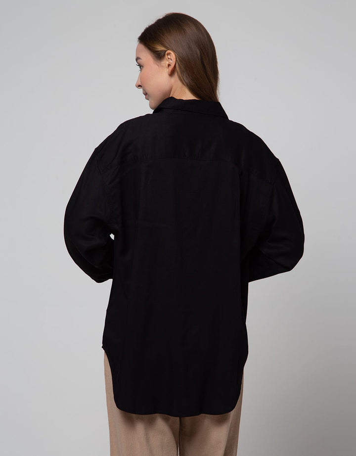 Nevada Long Sleeve Shirt Woven Top Solid Rayon Twill