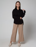 Nevada Long Sleeve Shirt Woven Top Solid Rayon Twill