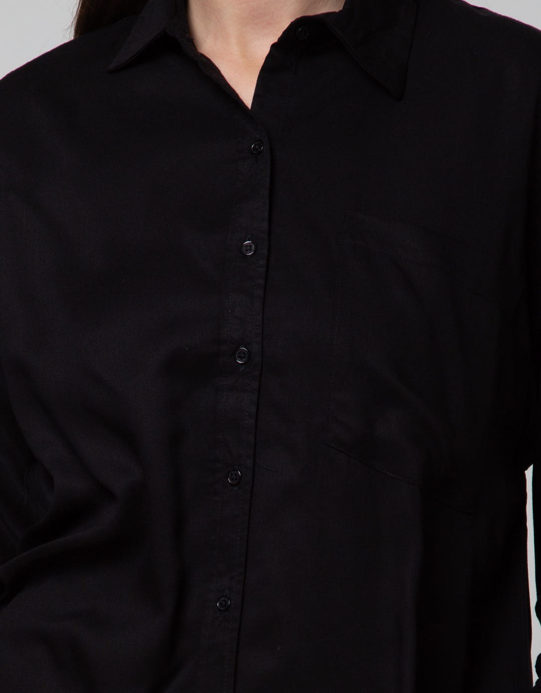 Nevada Long Sleeve Shirt Woven Top Solid Rayon Twill