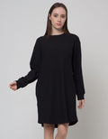 Nevada Long Sleeve Midi Dress Waffle Textured