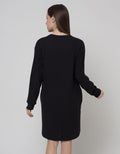 Nevada Long Sleeve Midi Dress Waffle Textured