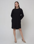 Nevada Long Sleeve Midi Dress Waffle Textured