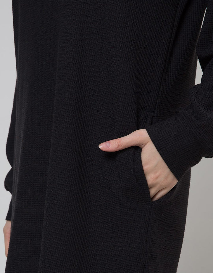 Nevada Long Sleeve Midi Dress Waffle Textured