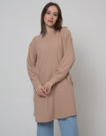 Nevada Long Sleeve Midi Dress Waffle Textured