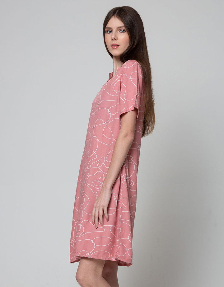 Nevada Short Sleeve Midi Dress Spiral Outline