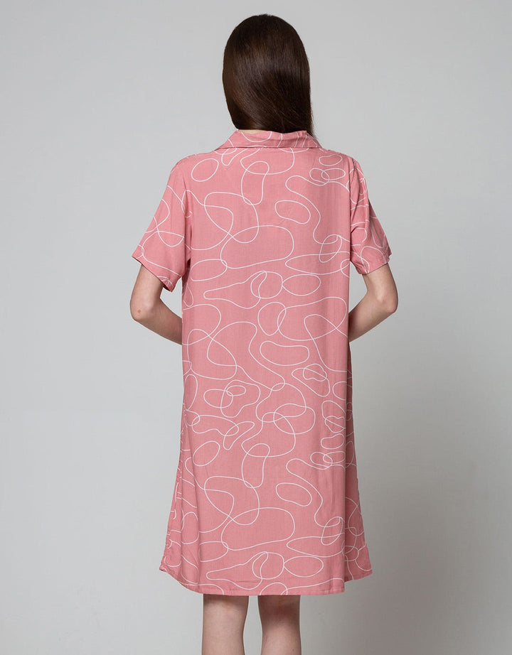 Nevada Short Sleeve Midi Dress Spiral Outline