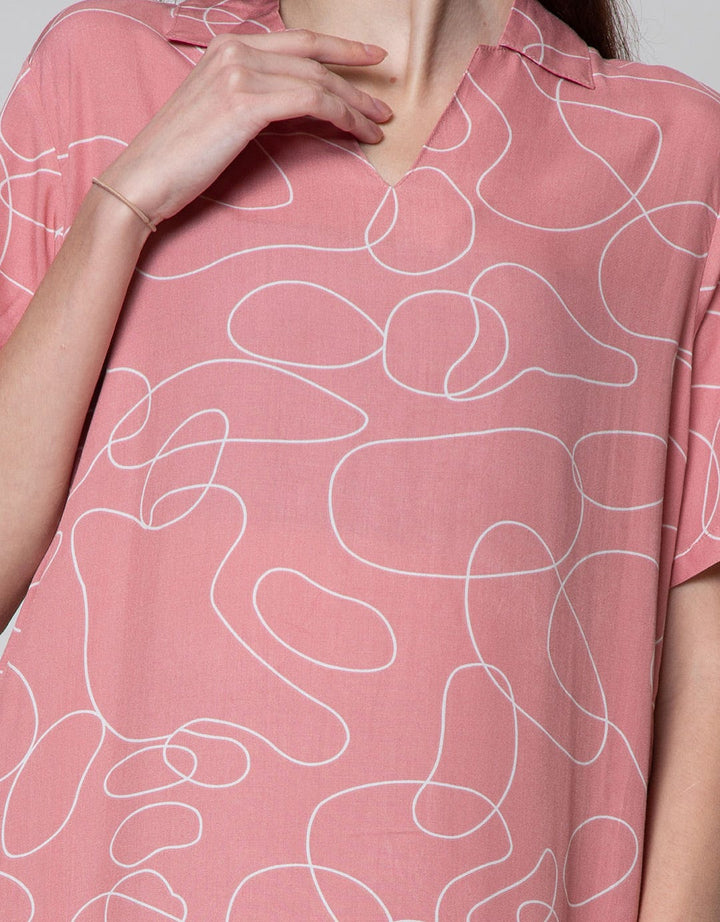 Nevada Short Sleeve Midi Dress Spiral Outline