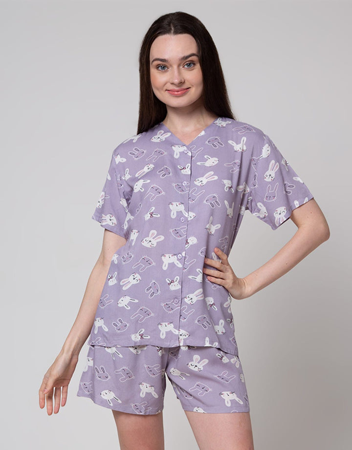 Nevada Short Sleeve Pyjama Pants Outline Bunny