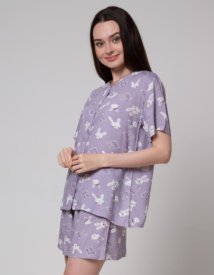 Nevada Short Sleeve Pyjama Pants Outline Bunny