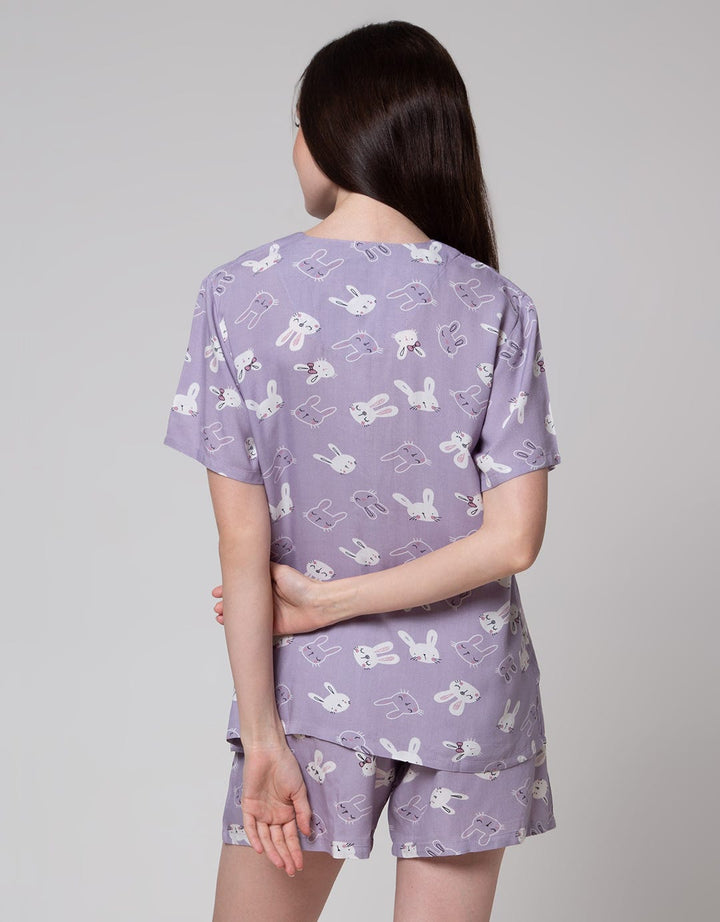 Nevada Short Sleeve Pyjama Pants Outline Bunny