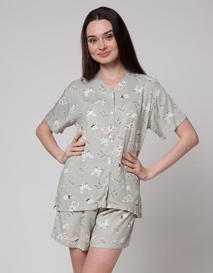 Nevada Short Sleeve Pyjama Pants Outline Bunny