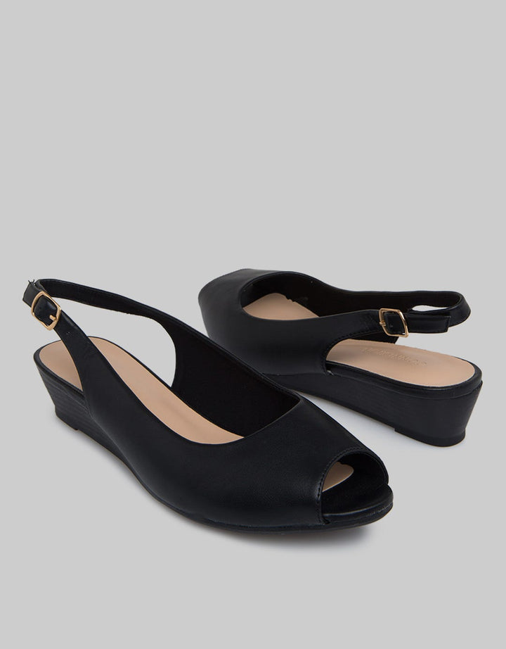 Connexion Open Toe Slingback Wedges Wanita