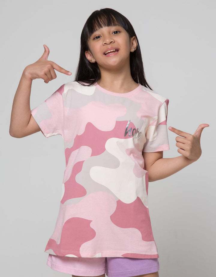Nevada Fullprint Camo Kaos Anak Perempuan