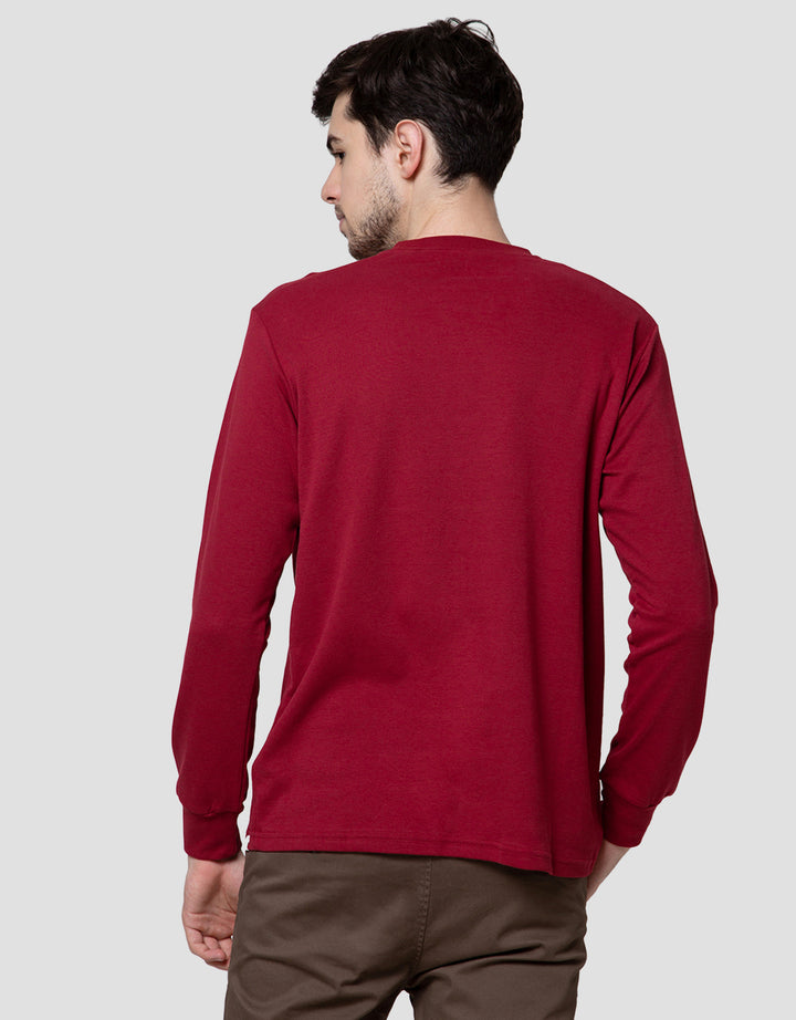 Suko Round Neck Soft Touch Kerah Bulat Lengan Panjang Kaos Pria