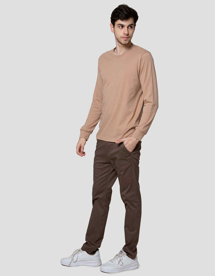 Suko Round Neck Soft Touch Round Collar Men's Long Sleeve T-Shirt