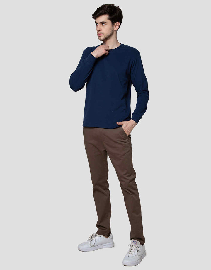 Suko Round Neck Soft Touch Round Collar Men's Long Sleeve T-Shirt