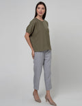 St. Yves Short Sleeve T-Shirt V Stripe Knit Top
