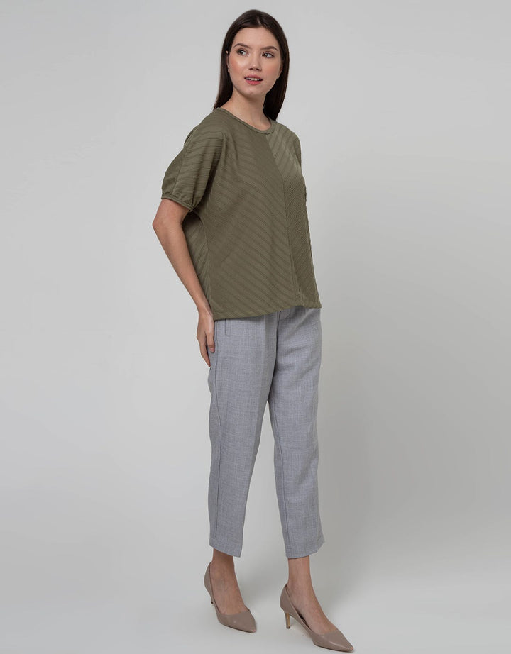 St. Yves Short Sleeve T-Shirt V Stripe Knit Top