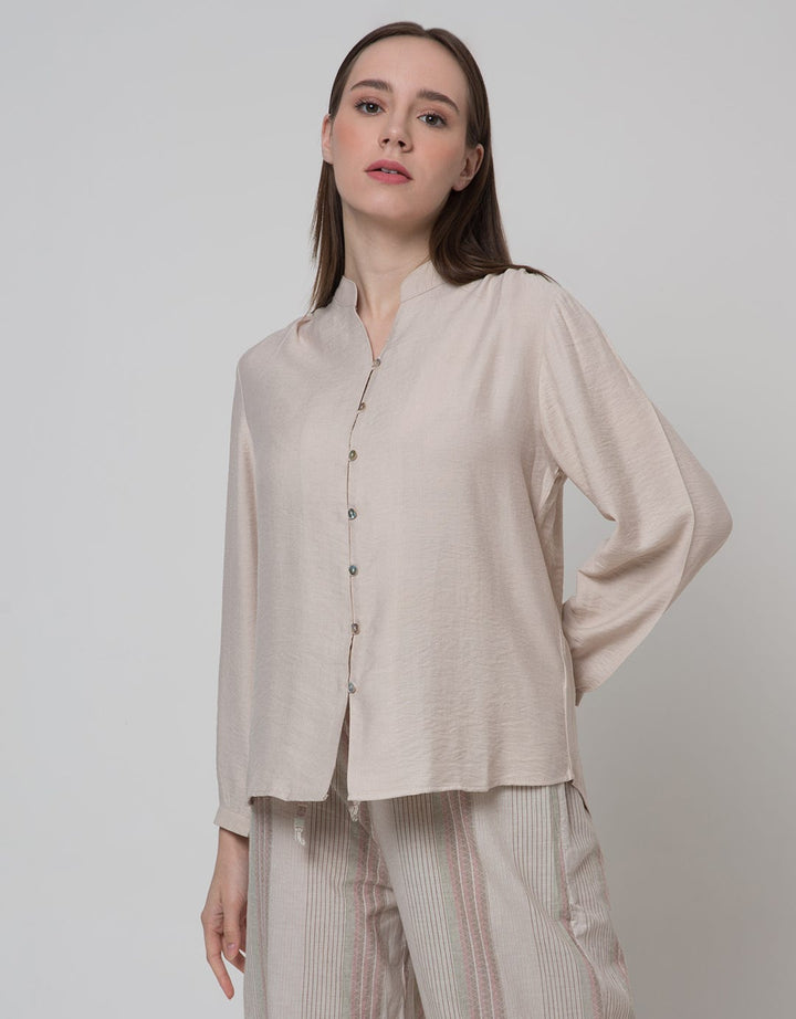 St. Yves Long Sleeve Blouse Puff Blouse With Mop Button