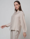 St. Yves Long Sleeve Blouse Puff Blouse With Mop Button