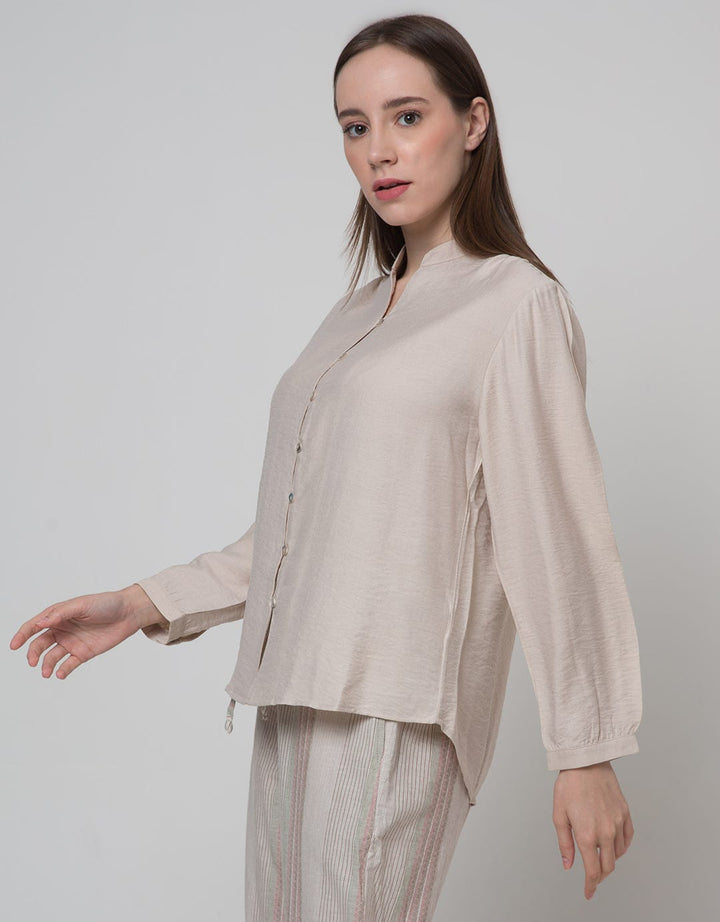 St. Yves Long Sleeve Blouse Puff Blouse With Mop Button