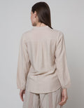 St. Yves Long Sleeve Blouse Puff Blouse With Mop Button
