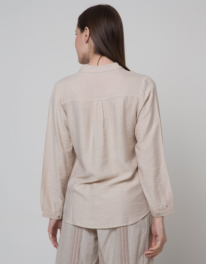 St. Yves Long Sleeve Blouse Puff Blouse With Mop Button