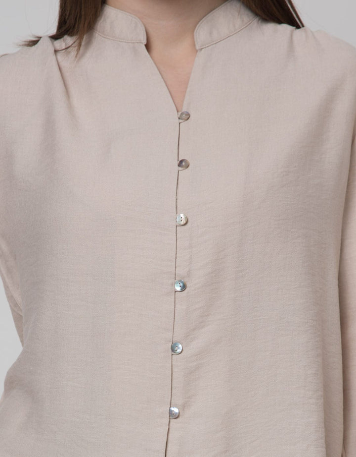 St. Yves Long Sleeve Blouse Puff Blouse With Mop Button