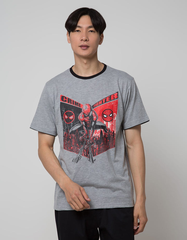 Marvel Spiderman Print Kaos Pria