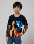 Little M Long Sleeve T-Shirt Dobel Sleeve Animal Bordir