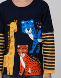 Little M Long Sleeve T-Shirt Dobel Sleeve Animal Bordir