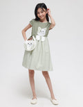 Sweet Miss Cat Combi Pouch Midi Dress Anak Perempuan