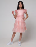 Sweet Miss Short Sleeve Midi Dress Bordir Pinggang Kerut Tile