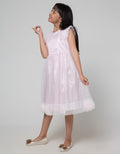 Sweet Miss Short Sleeve Midi Dress Pundak Kerut Pom Tile Bawah